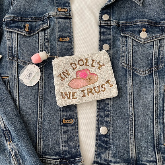 In Dolly We Trust Coin Pouch Seed Bead Coin Pouch Beaded Coin Bag Beaded White - Picture 6 of 6